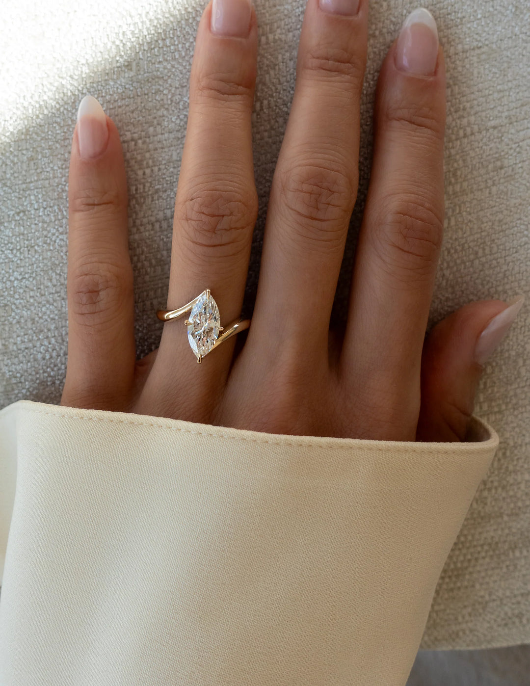 2.0CT-3.0CT Marquise Cut E/VS1 Lab Grown Diamond Bypass Engagement Ring
