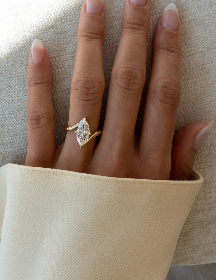 2.0CT-3.0CT Marquise Cut E/VS1 Lab Grown Diamond Bypass Engagement Ring