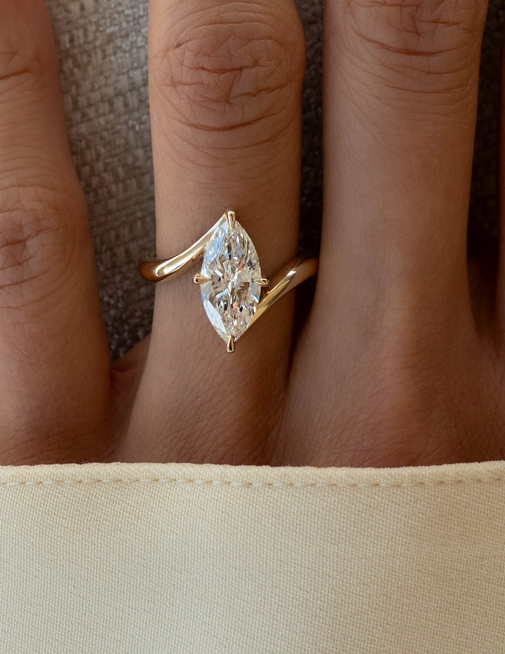 2.0CT-3.0CT Marquise Cut E/VS1 Lab Grown Diamond Bypass Engagement Ring