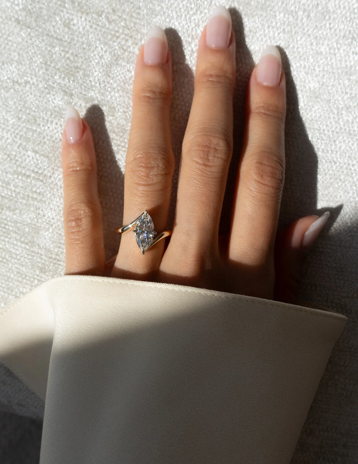 2.0CT-3.0CT Marquise Cut E/VS1 Lab Grown Diamond Bypass Engagement Ring