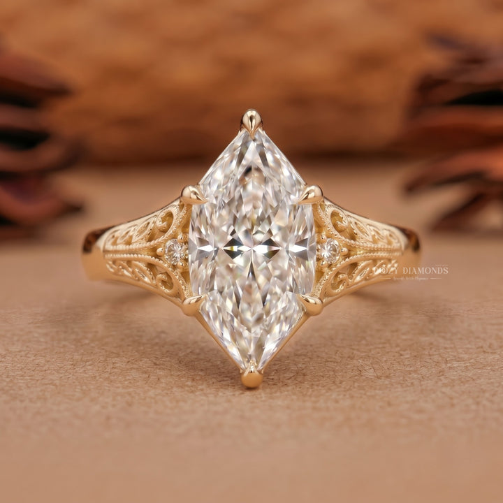 2.50CT Vintage Inspired F/VVS2 Dutch Marquise Lab Grown Diamond Engagement Ring