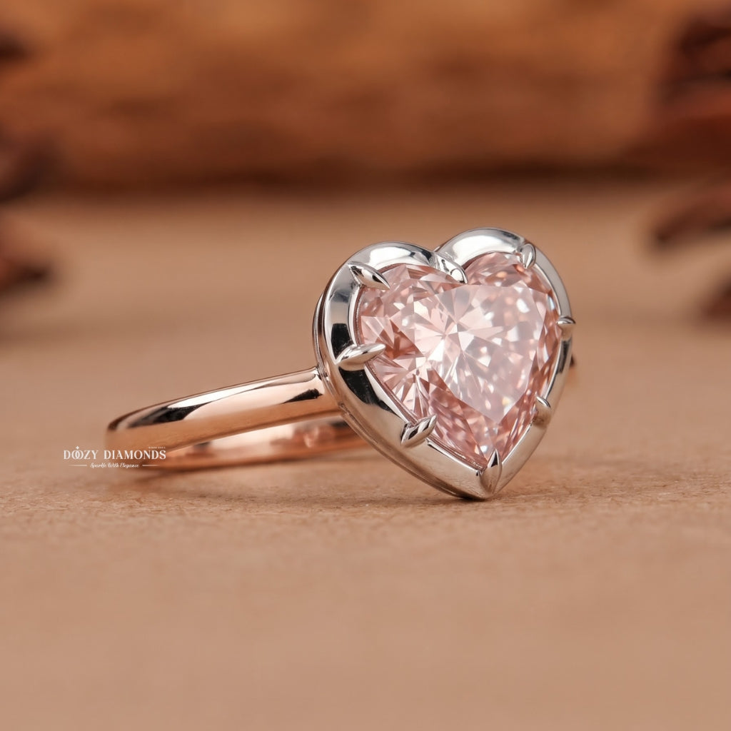 1.50CT Heart Shape Pink VVS2 Lab Grown Diamond Engagement Ring for Women - lab grown diamond engagement ring view 2