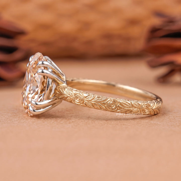 2.0CT Oval Pink VVS2 Vintage Style Solitaire Double Prong Lab Grown Diamond Ring
