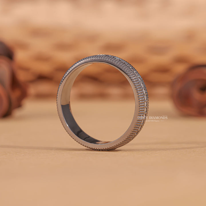 3.50MM Vintage diamond band stacked with engagement ring