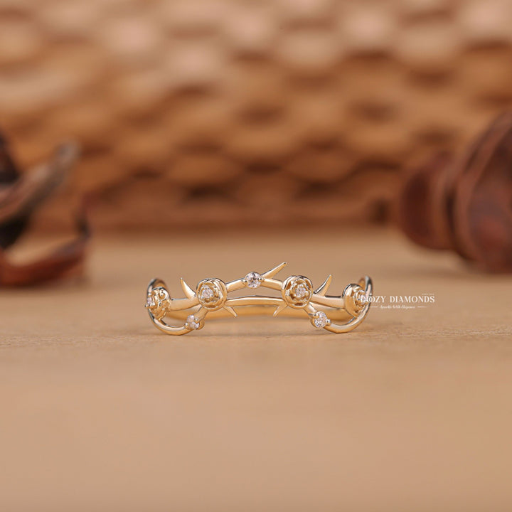 Round round diamond wedding band front view