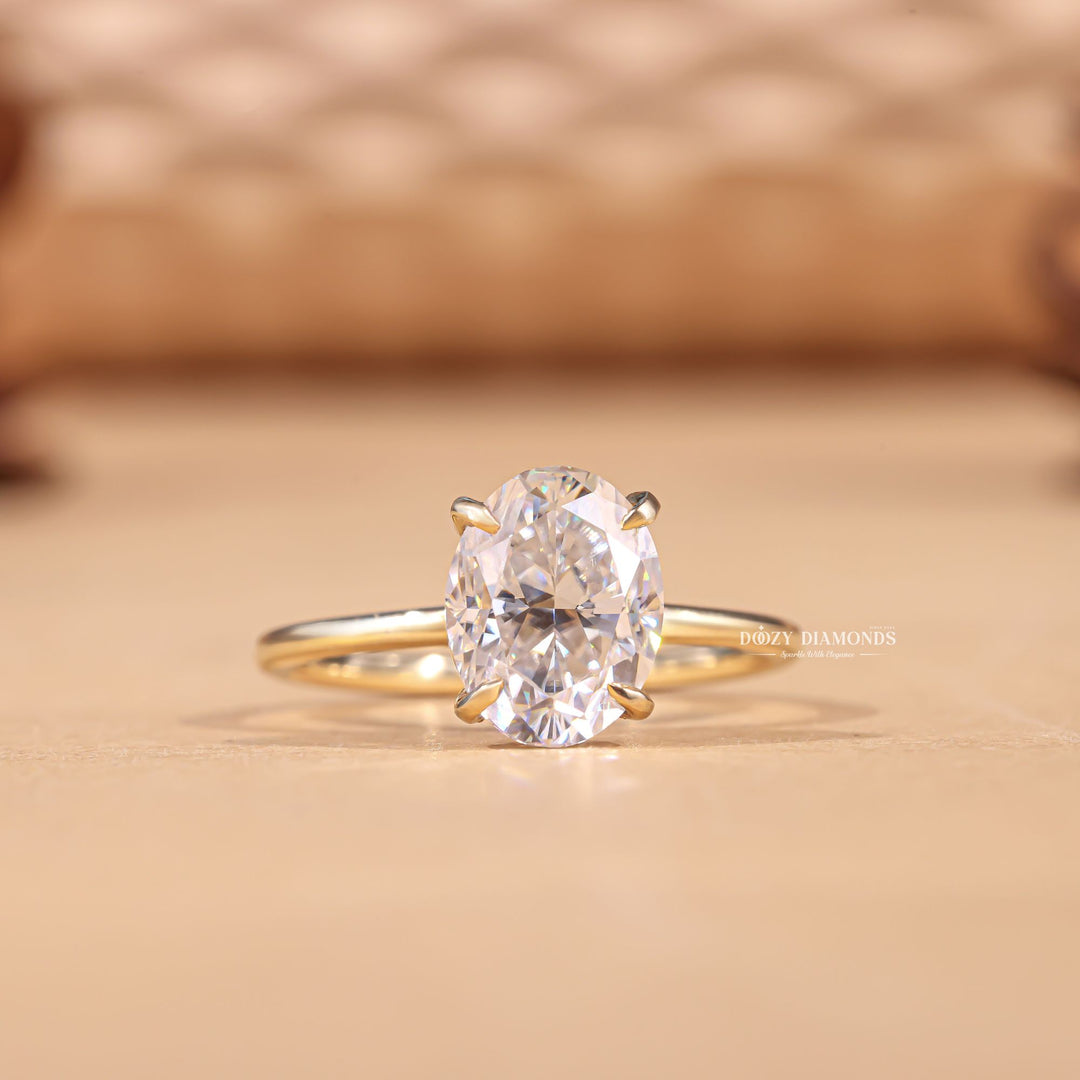 2.0CT oval cut hidden halo engagement ring available to buy now