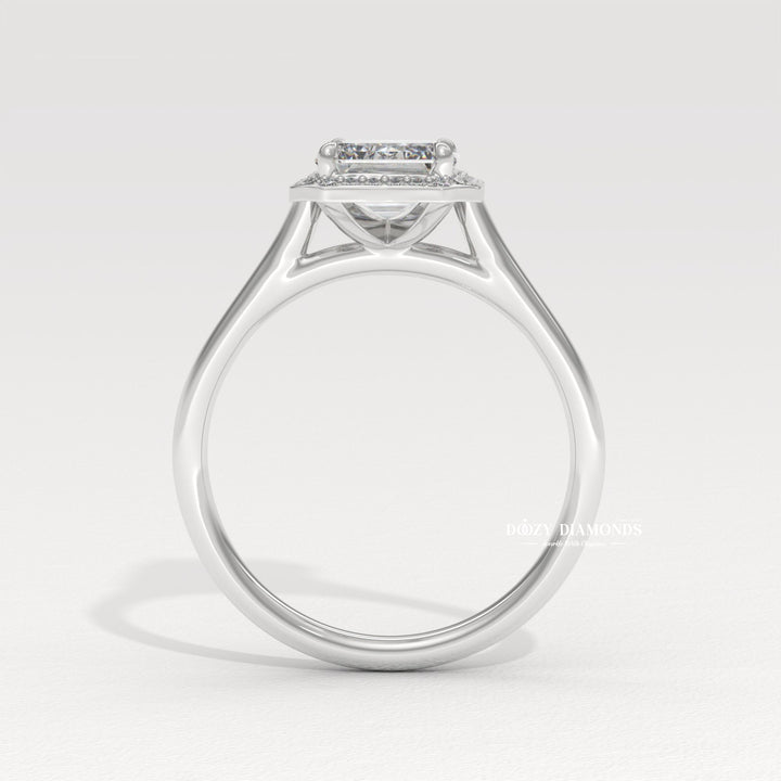 Classic emerald halo engagement ring crafted for everyday wear