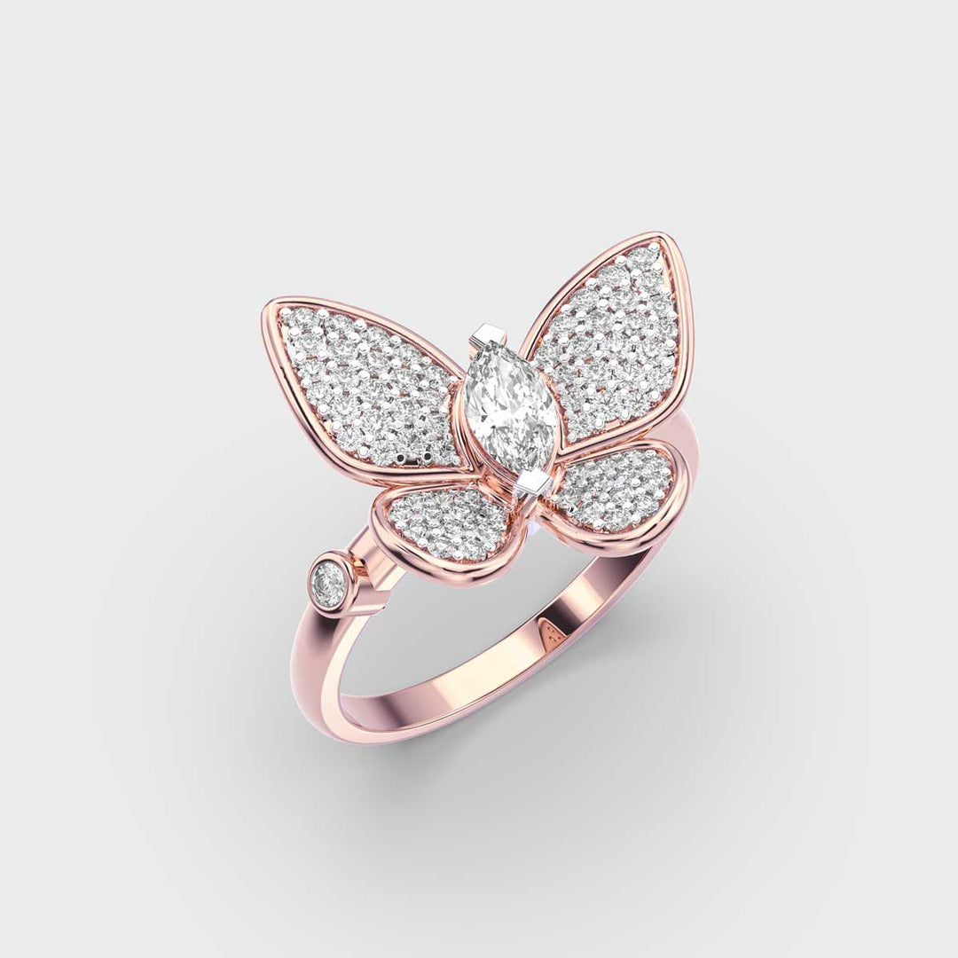 Butterfly lab grown diamonds Ring for Women in Gold - Doozy Diamonds