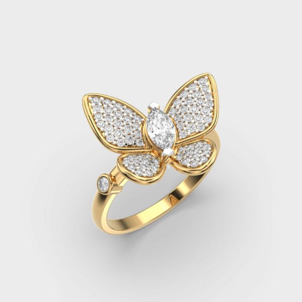 Butterfly lab grown diamonds Ring for Women in Gold - Doozy Diamonds