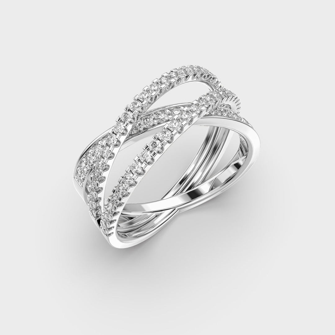 Cross Over lab grown diamonds Ring for Women in Gold - Doozy Diamonds
