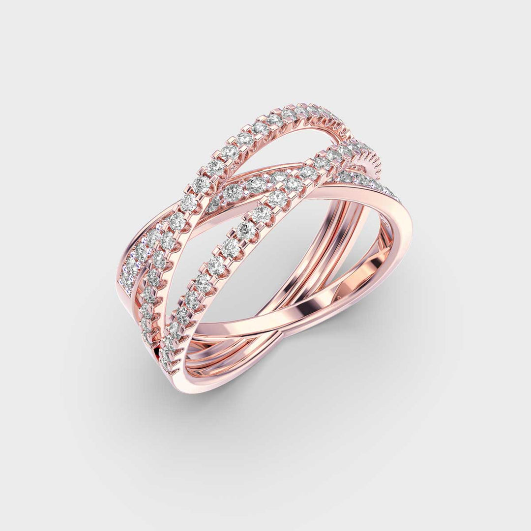 Cross Over lab grown diamonds Ring for Women in Gold - Doozy Diamonds