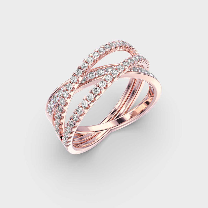 Cross Over lab grown diamonds Ring for Women in Gold - Doozy Diamonds