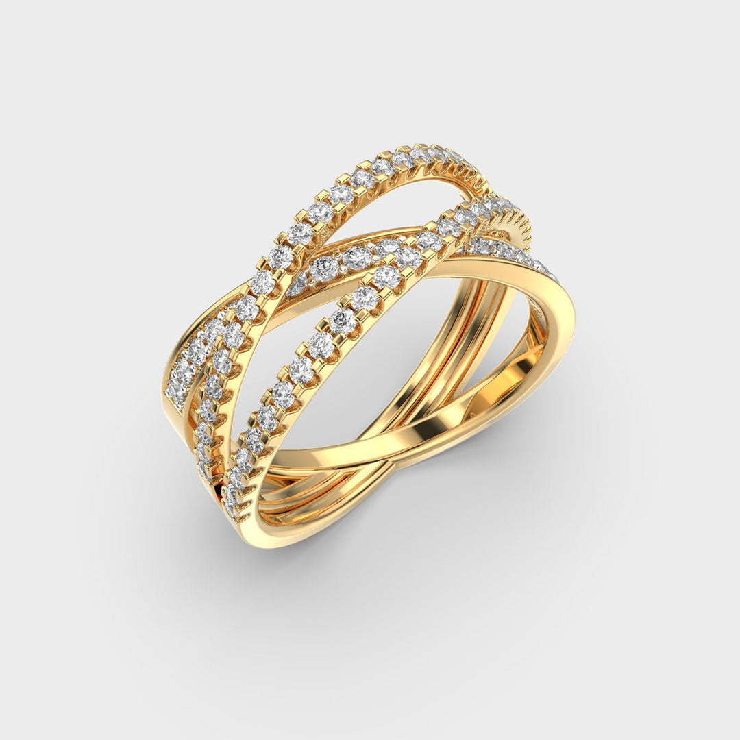 Cross Over lab grown diamonds Ring for Women in Gold - Doozy Diamonds