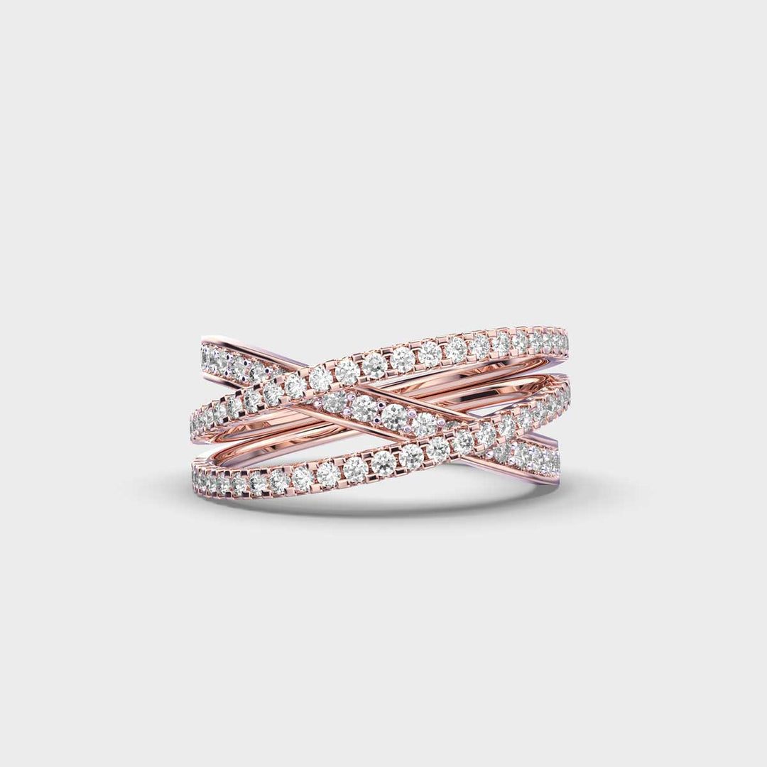 Cross Over lab grown diamonds Ring for Women in Gold - Doozy Diamonds