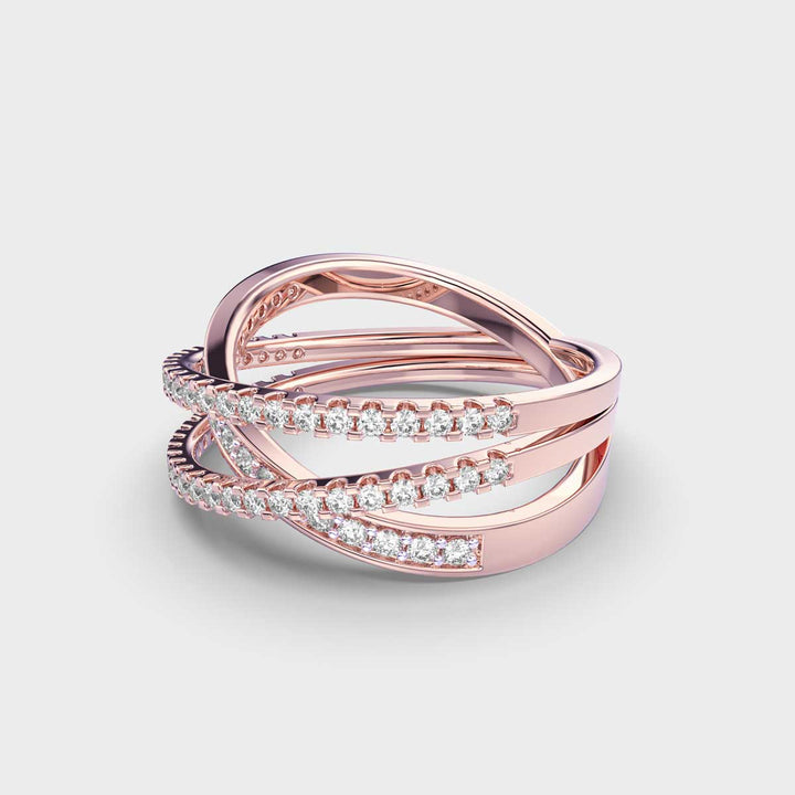 Cross Over lab grown diamonds Ring for Women in Gold - Doozy Diamonds