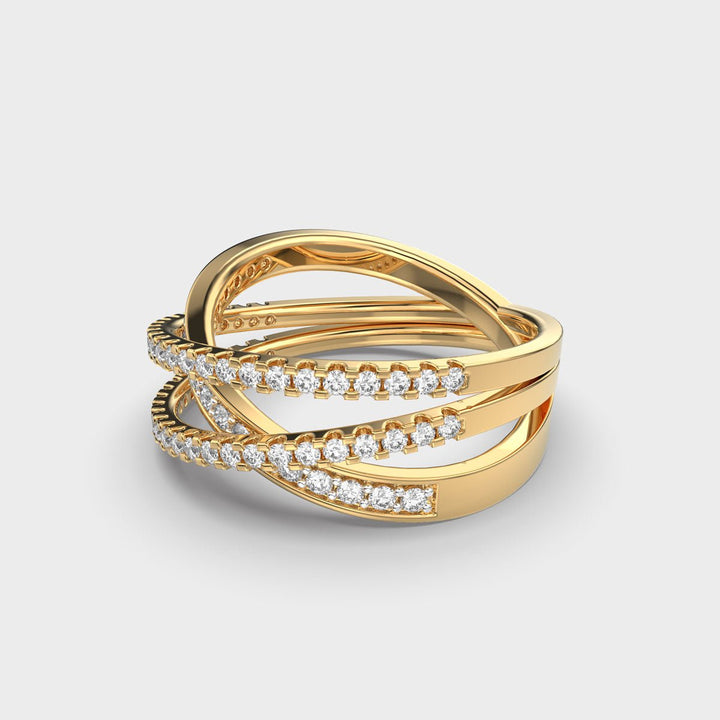 Cross Over lab grown diamonds Ring for Women in Gold - Doozy Diamonds