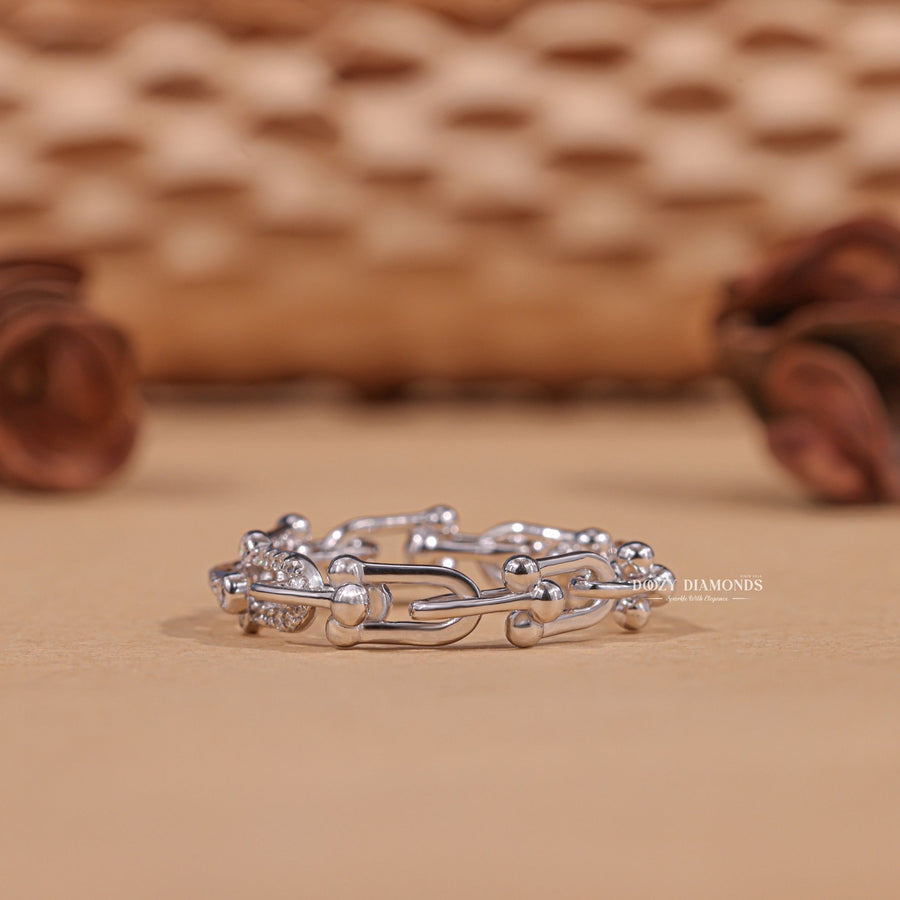 Designer round diamond wedding band front view