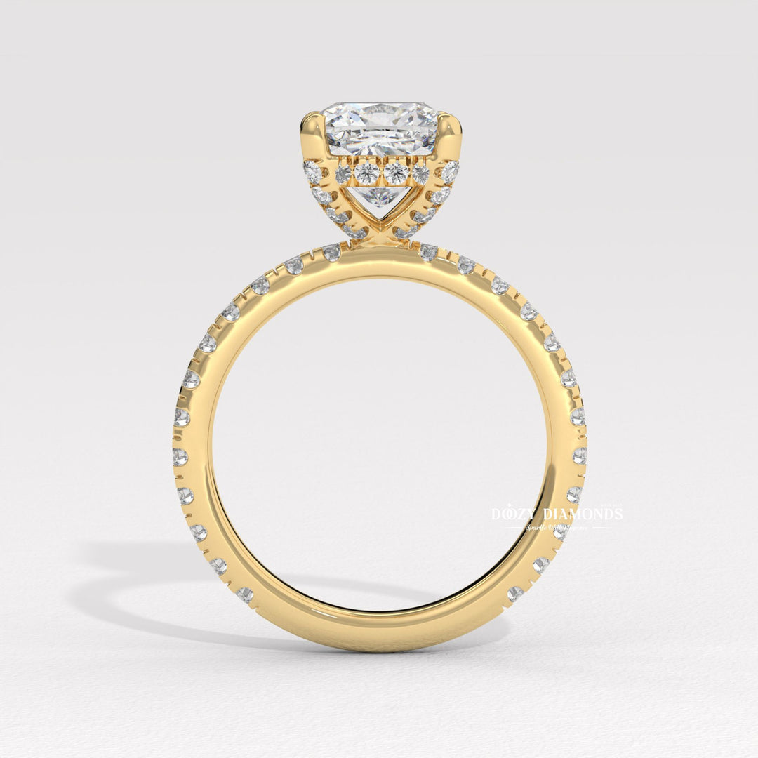 Unboxing view of cushion cut solitaire diamond engagement ring