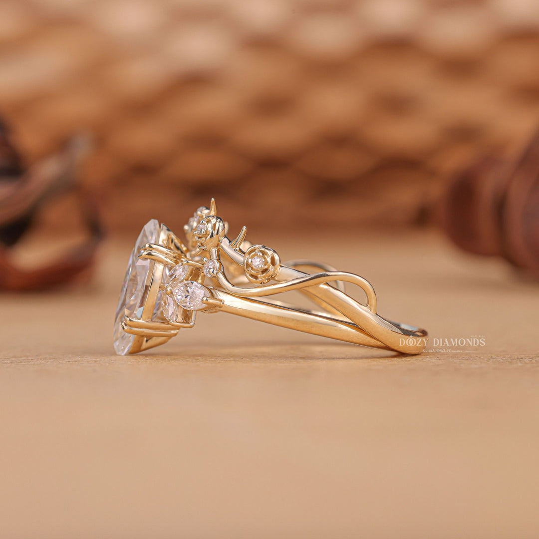 Delicate bridal ring set, Timeless bridal ring set, Elegant bridal ring set, Whimsical bridal ring set, Chic bridal ring set, Glamorous bridal ring set, Sophisticated bridal ring set, Trendy bridal ring set, 