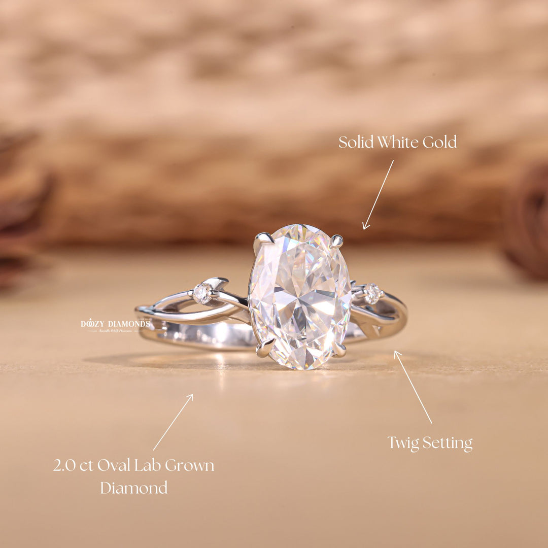 Oval solitaire engagement ring with brilliant diamond sparkle