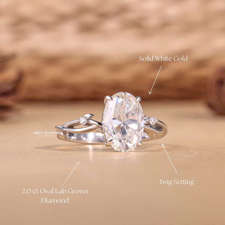 Oval solitaire engagement ring with brilliant diamond sparkle