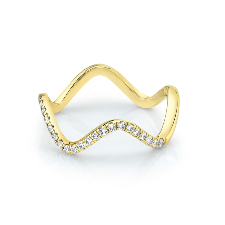 Round diamond band stacked with engagement ring
