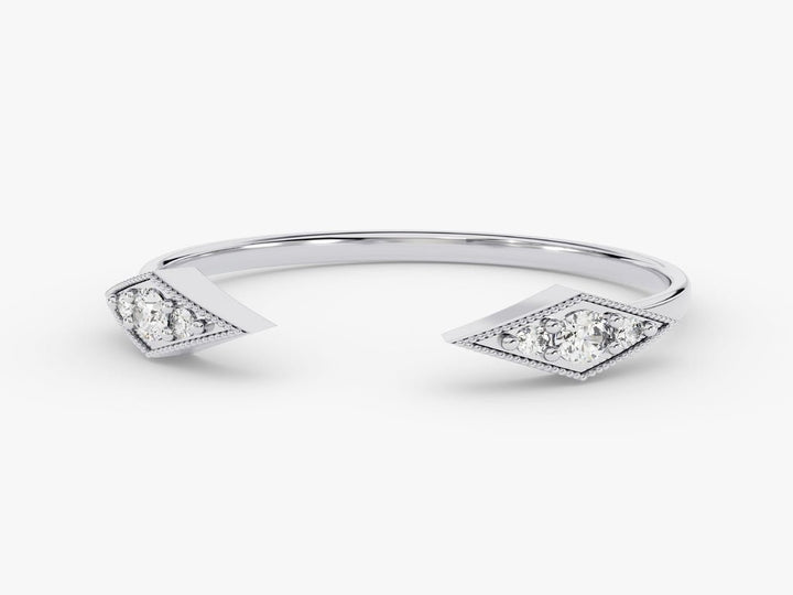 Round diamond band stacked with engagement ring