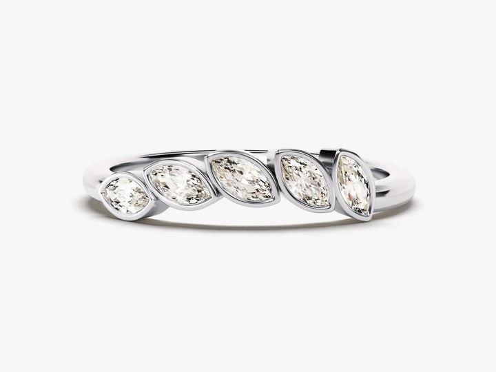Marquise diamond band stacked with engagement ring
