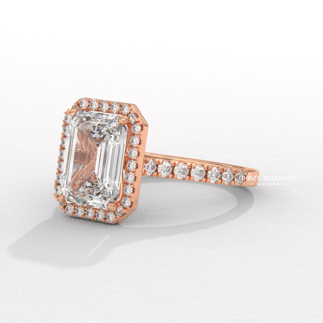 Buy emerald cut pave diamond engagement ring with free shipping