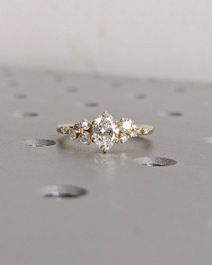 Buy 0.50CT oval cluster lab grown diamond engagement ring online