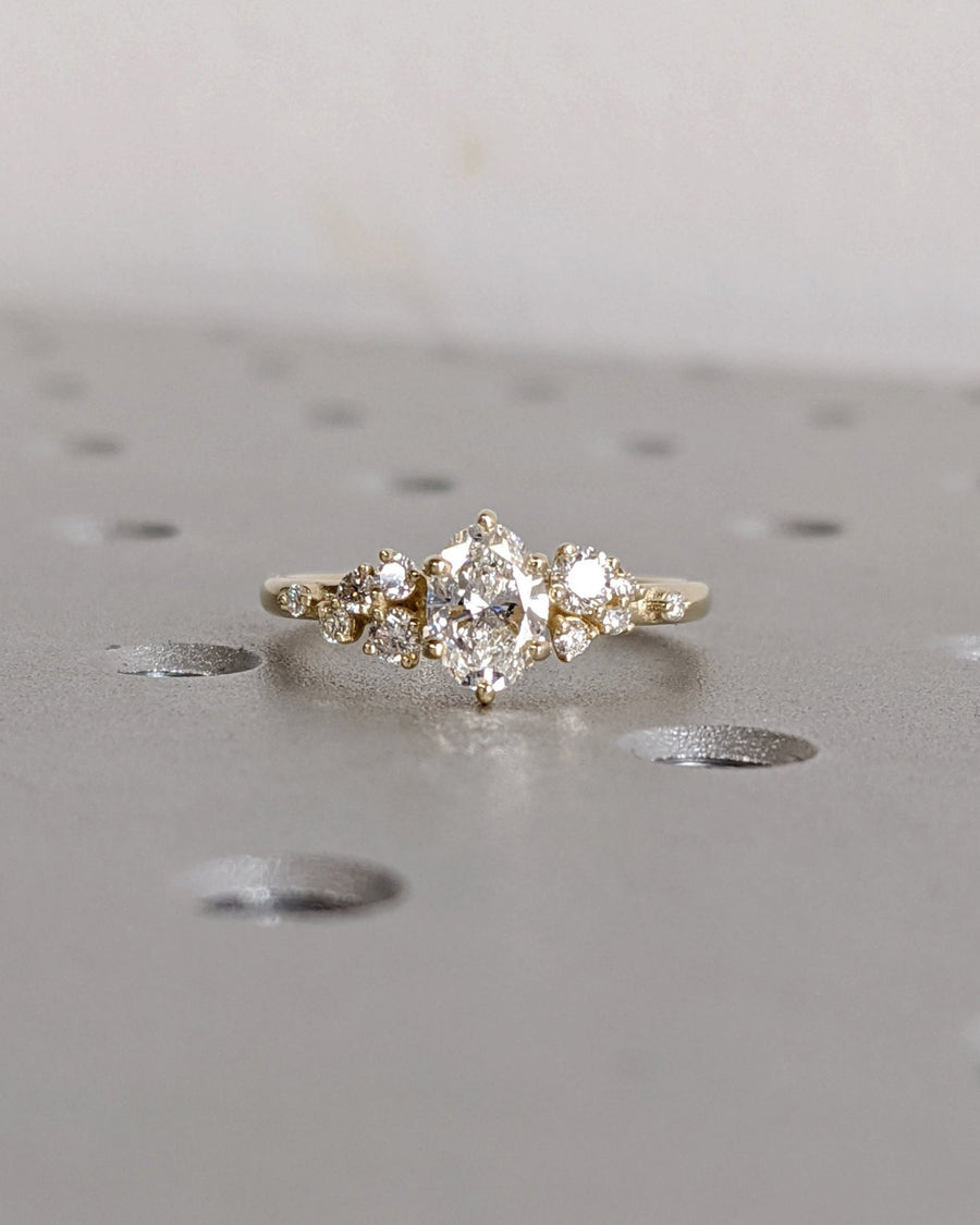 Buy 0.50CT oval cluster lab grown diamond engagement ring online