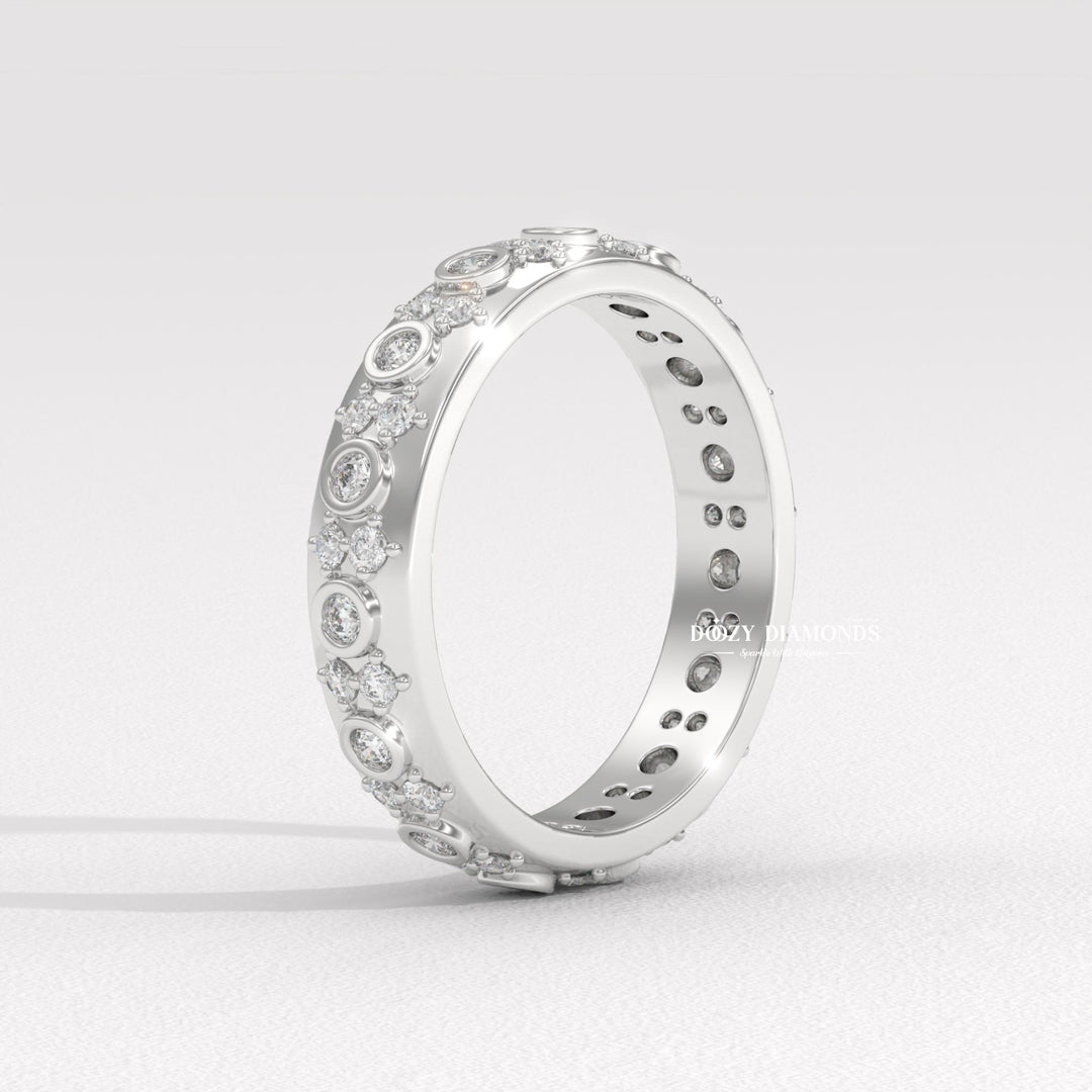 Flush Set diamond wedding band in white gold