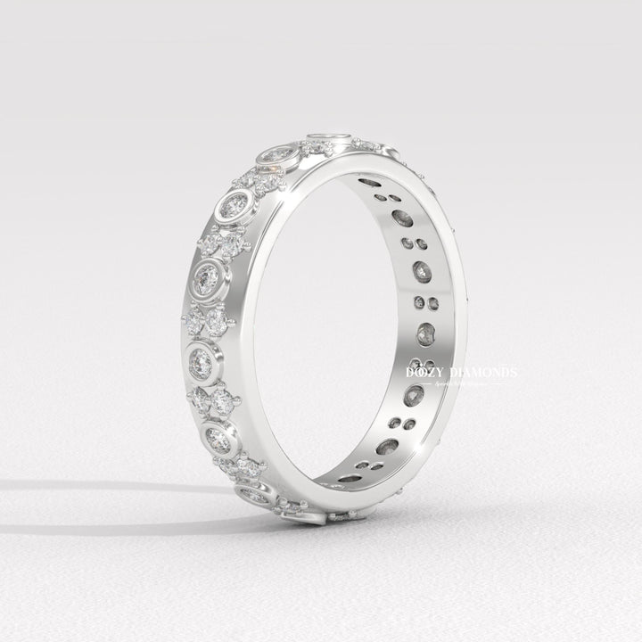 Flush Set diamond wedding band in white gold