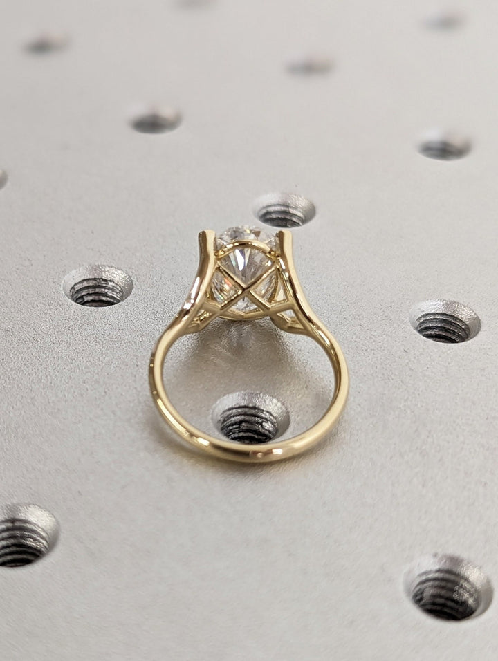Premium oval cut solitaire engagement ring crafted in solid gold