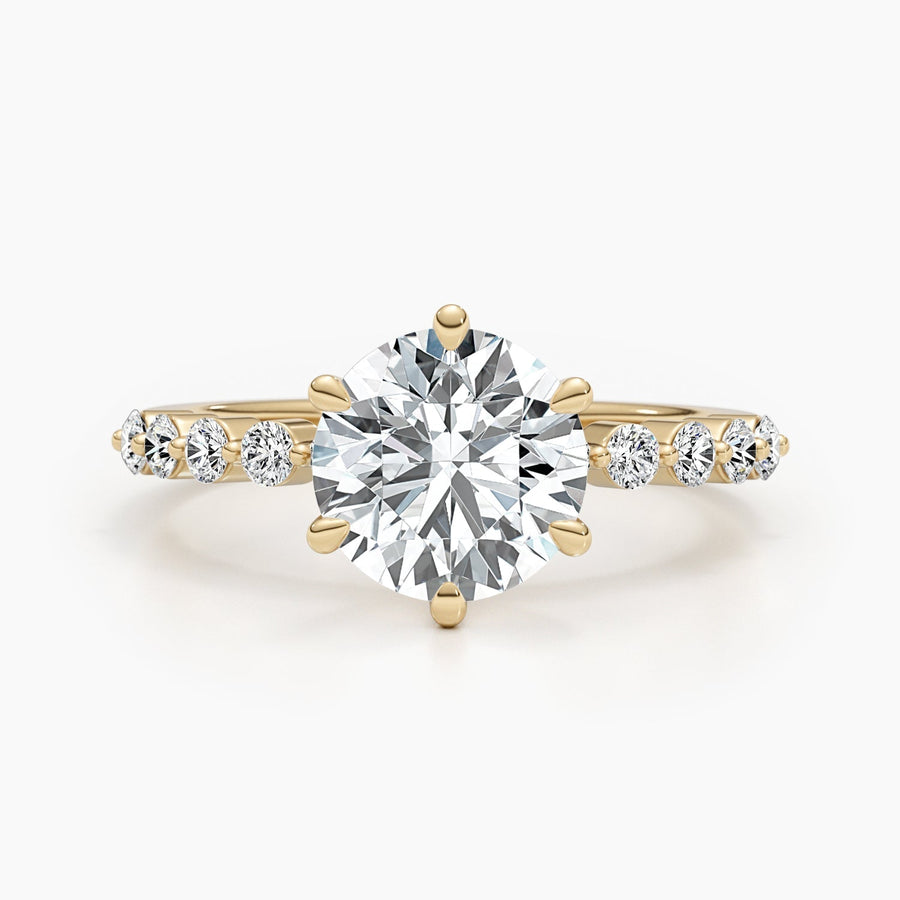 2.5CT round cut pave engagement ring available to buy now