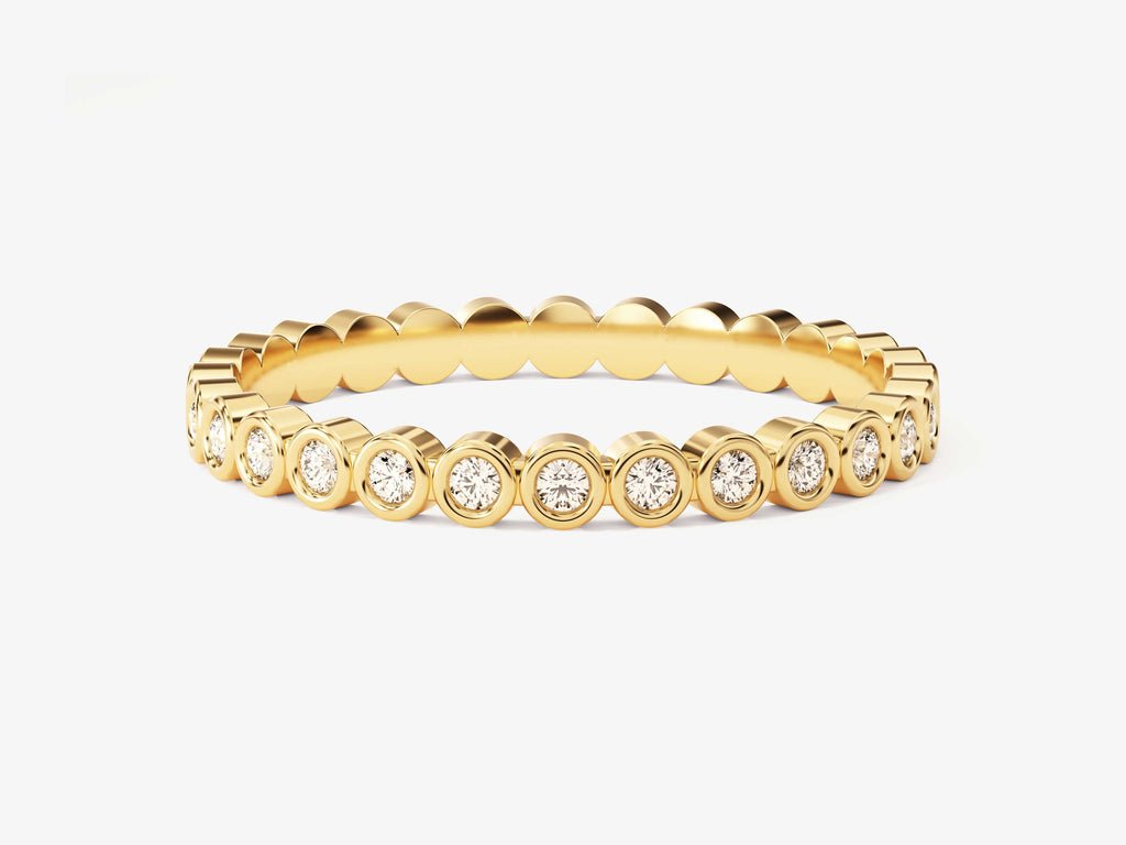 Round round diamond wedding band front view
