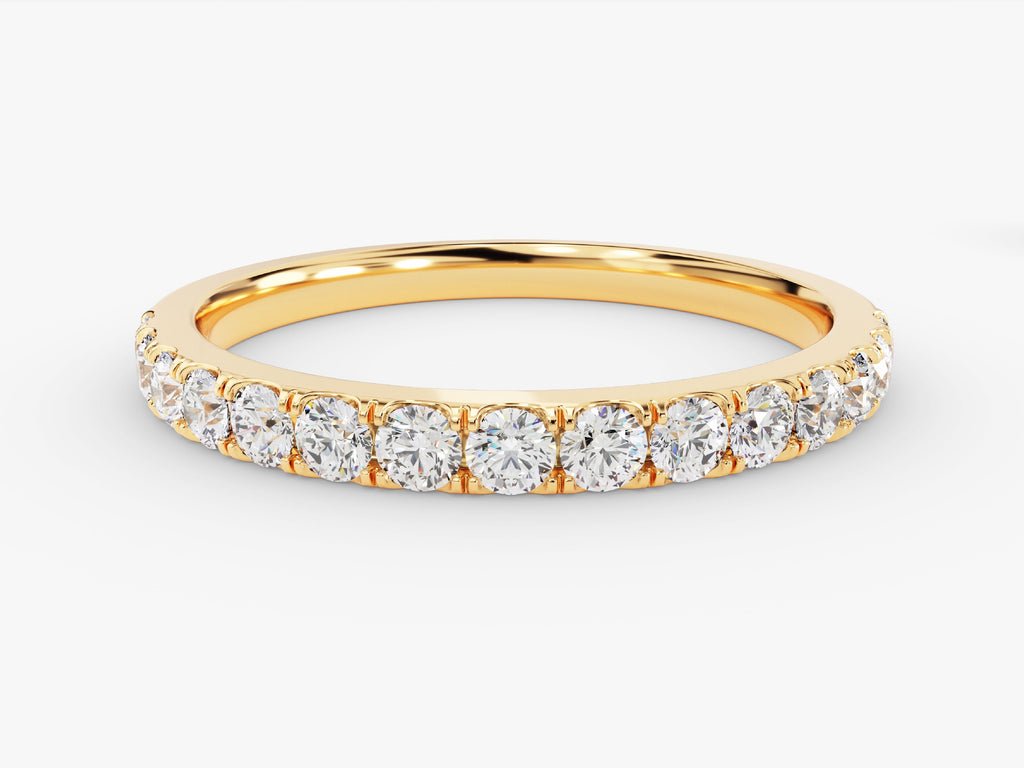 Round round diamond wedding band front view