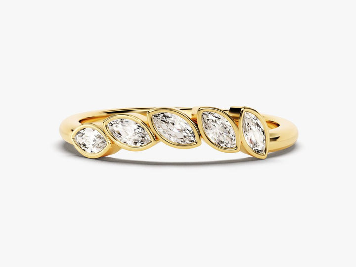 Marquise marquise diamond wedding band front view