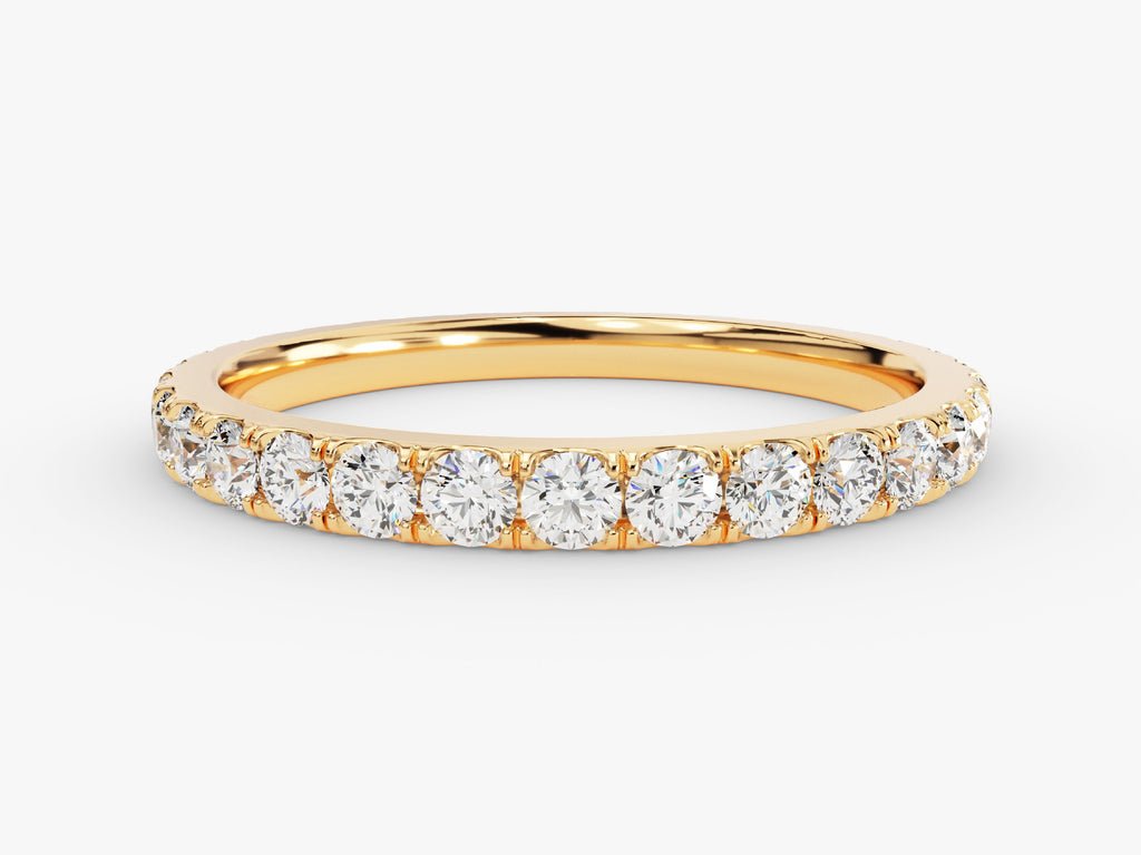 Round round diamond wedding band front view