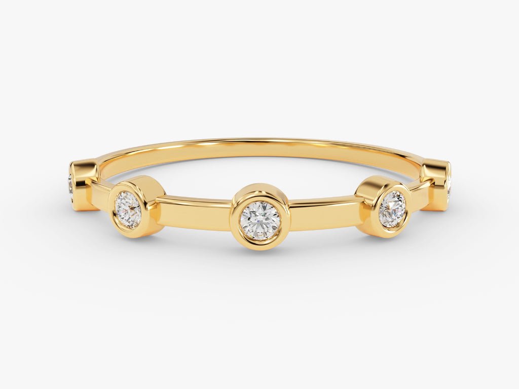 Round round diamond wedding band front view