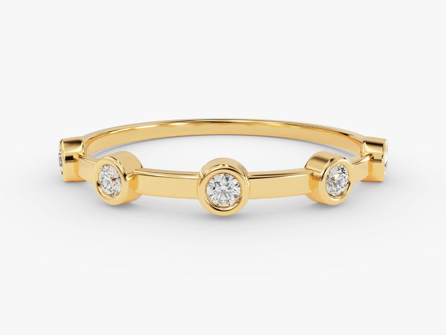 Round round diamond wedding band front view