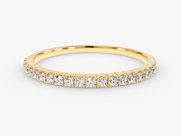Round round diamond wedding band front view