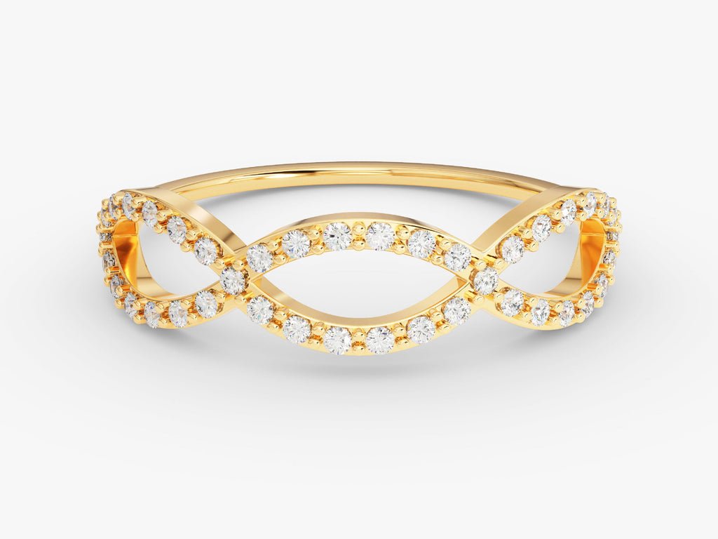 Round round diamond wedding band front view