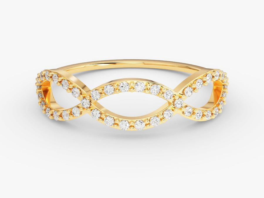 Round round diamond wedding band front view