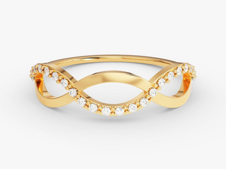 Round round diamond wedding band front view