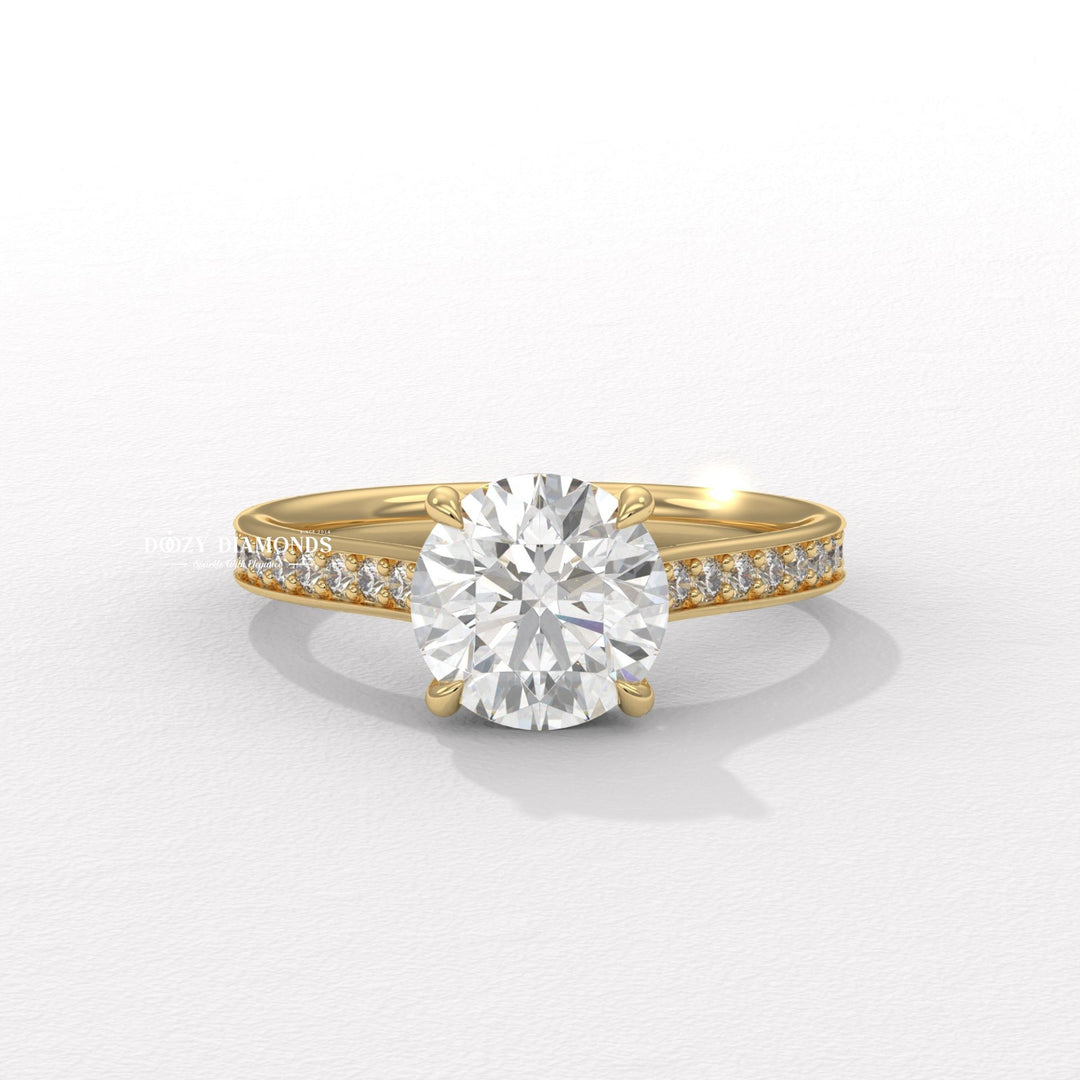 Buy round pave lab grown diamond engagement ring online