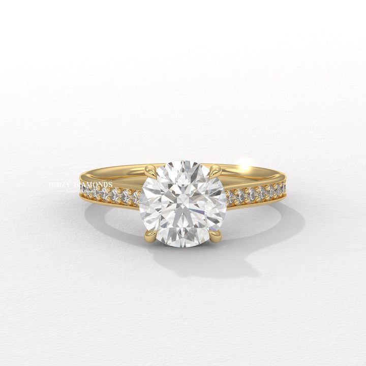 Buy round pave lab grown diamond engagement ring online