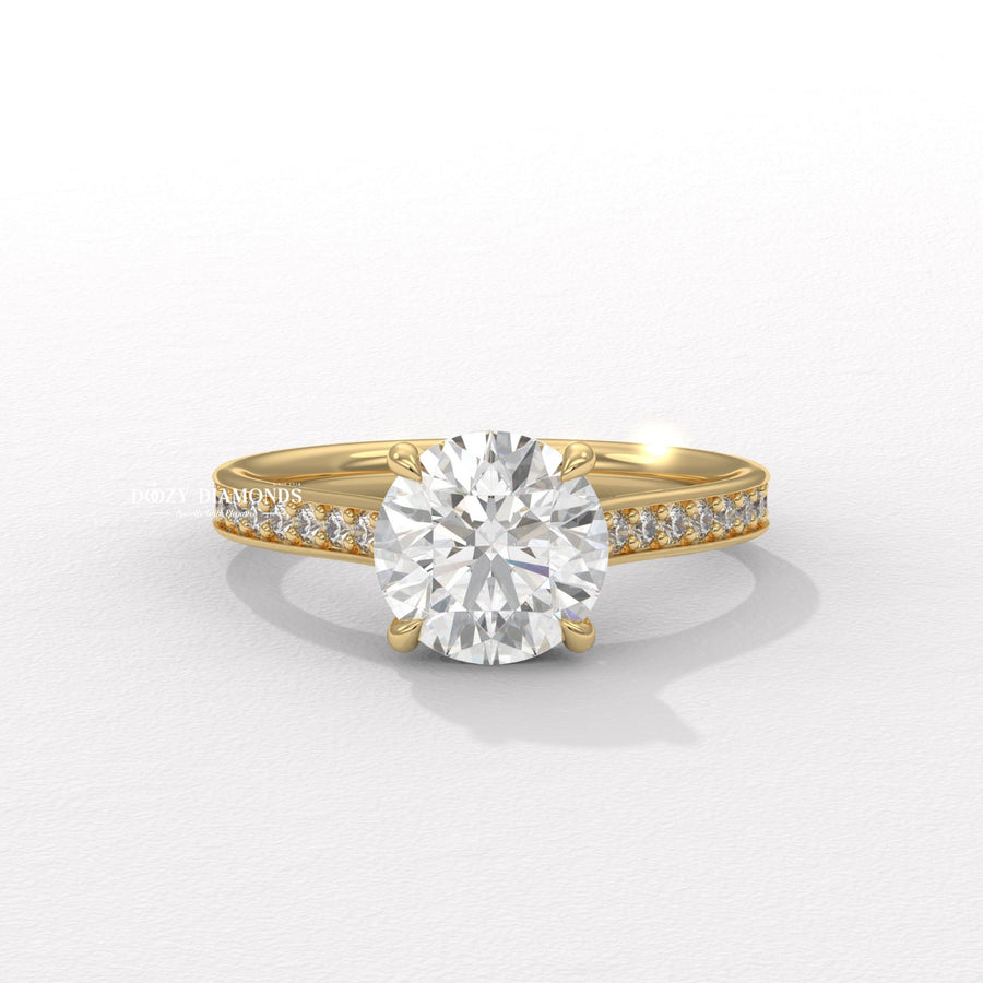 Buy round pave lab grown diamond engagement ring online