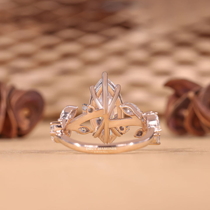 Marquise cut solitaire engagement ring shown in real-life wear