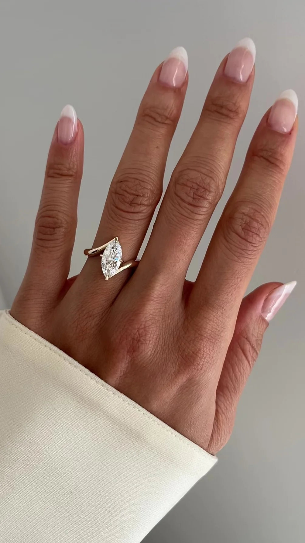 2.0CT-3.0CT Marquise Cut E/VS1 Lab Grown Diamond Bypass Engagement Ring